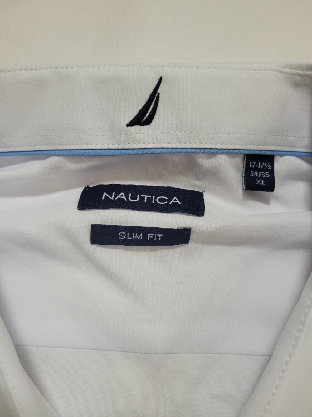 Nautica Mens Performance Dress Shirt Slim Fit Stretch White Button Down XL NEW - Picture 3 of 9